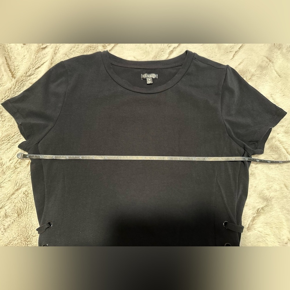 Hannah Black Lace-Up Eyelet Short Sleeve Top - Picture 4 of 7
